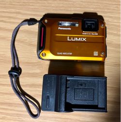 Panasonic LUMIX DMC-TS4 Orange 12.1MP Digital Camera W/ Charger + Battery
