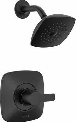 Delta Modern Matte Black 1-handle 5.375-in Square Shower Faucet T142339-BL-PP