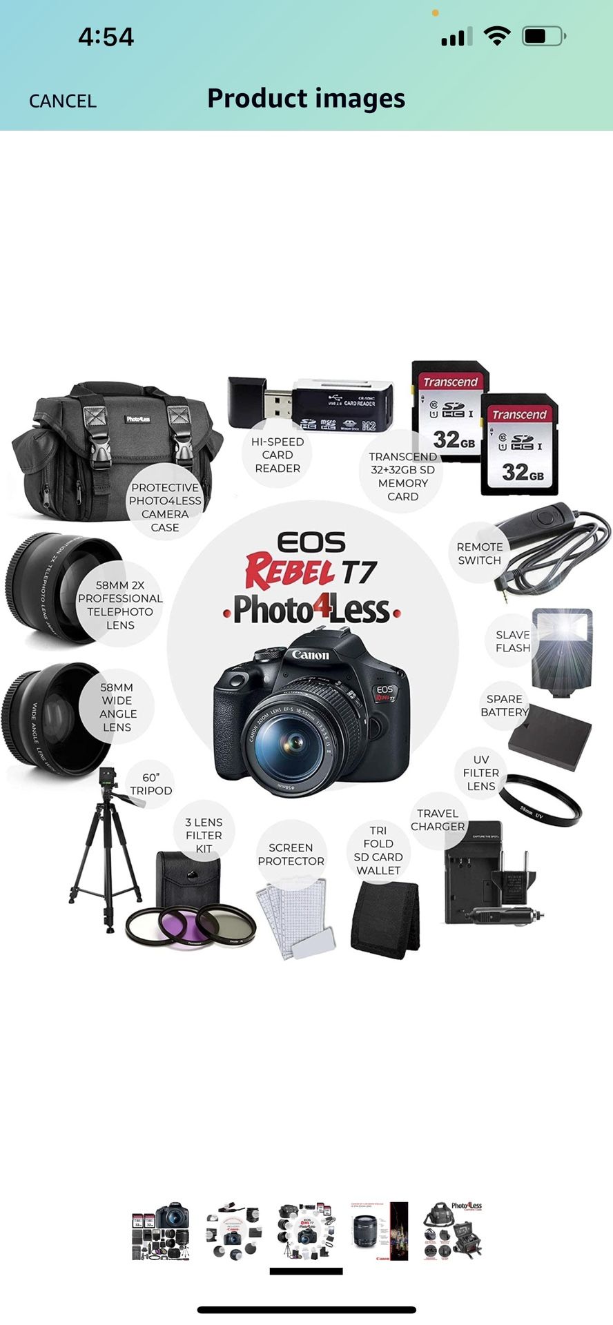 Canon EOS Rebel T7 DSLR Camera and Lens Bundle