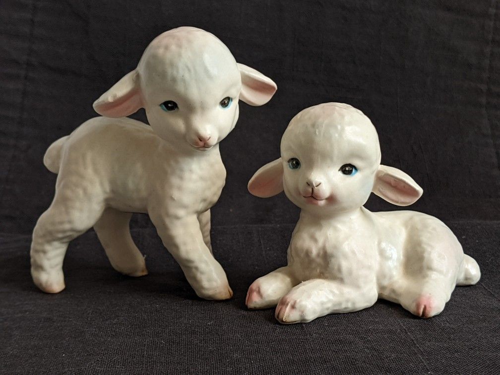 Lefton Lamb Figurines for Vintage Easter Decor