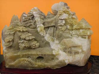 Jade carving landscape sculpture with stand