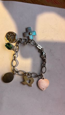 Antique Silver Charm Bracelet with Charms