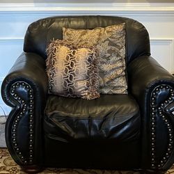 Leather Sofa, chair And Large Ottoman