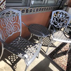 3 Vintage Pieces 2patio Silver Chair And A Table In Perfect Condition 