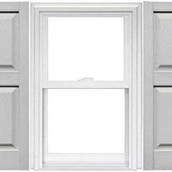 Mid America Raised Panel Vinyl Shutters (1 Pair) - 14.75 x 40, 030 Paintable