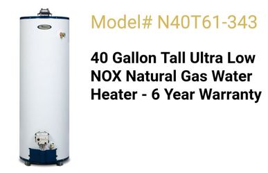 Whirlpool 40-Gallon Tall 6-year Limited 40000-BTU Natural Gas Water ... for  Sale in McAllen, TX - OfferUp