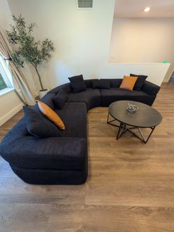 Modern Black Curved Sectional with coffee table Free Delivery $425