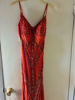 Size 4 Coral & rhinestone gown