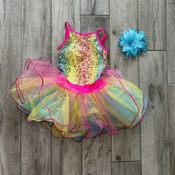 Neon Color Sequin Dance Outfit/hair Flower 