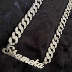 Custom Shameka Name Necklace Diamond Cuban Chain