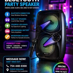 IQ Sound Bluetooth Party Speaker 2x6.5” – LED Lights + Mic Included