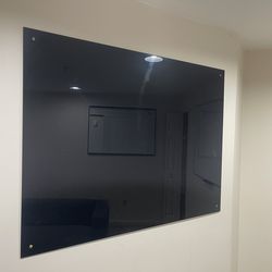 Large Black Glass Whiteboard / Dry Erase Board (Modern)