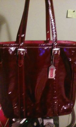 Coach red patent leather purse