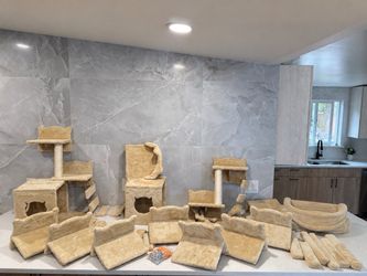 Huge Beige Cat Wall Climbing Set – Multi Cat Playground, Beds & Scratching Posts