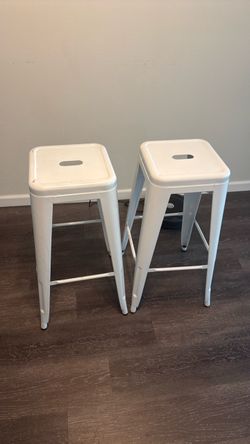 White Metal Bar Stools Set of 2
