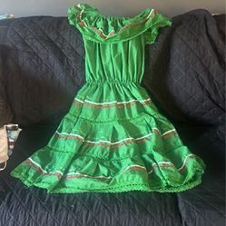 Mexican Dress For Girl  Green