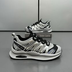 New men's sneakers Thick sole height-increasing comfortable lightweight trendy shoes Color-blocked low-top mesh men's shoes