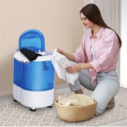 Mini Portable Single Tub Washing Machine - Compact 2-IN-1 Design 5.7lbs Capacity Semi-Automatic Washer with Timer Control Spin Cycle Basket, Transluce