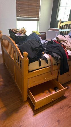 Full  Wooden Bed Frame with Storage Drawers