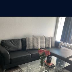 Black Leather Couch 
