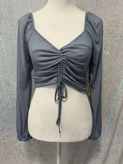 Light Blue Long Sleeve Crop Top
