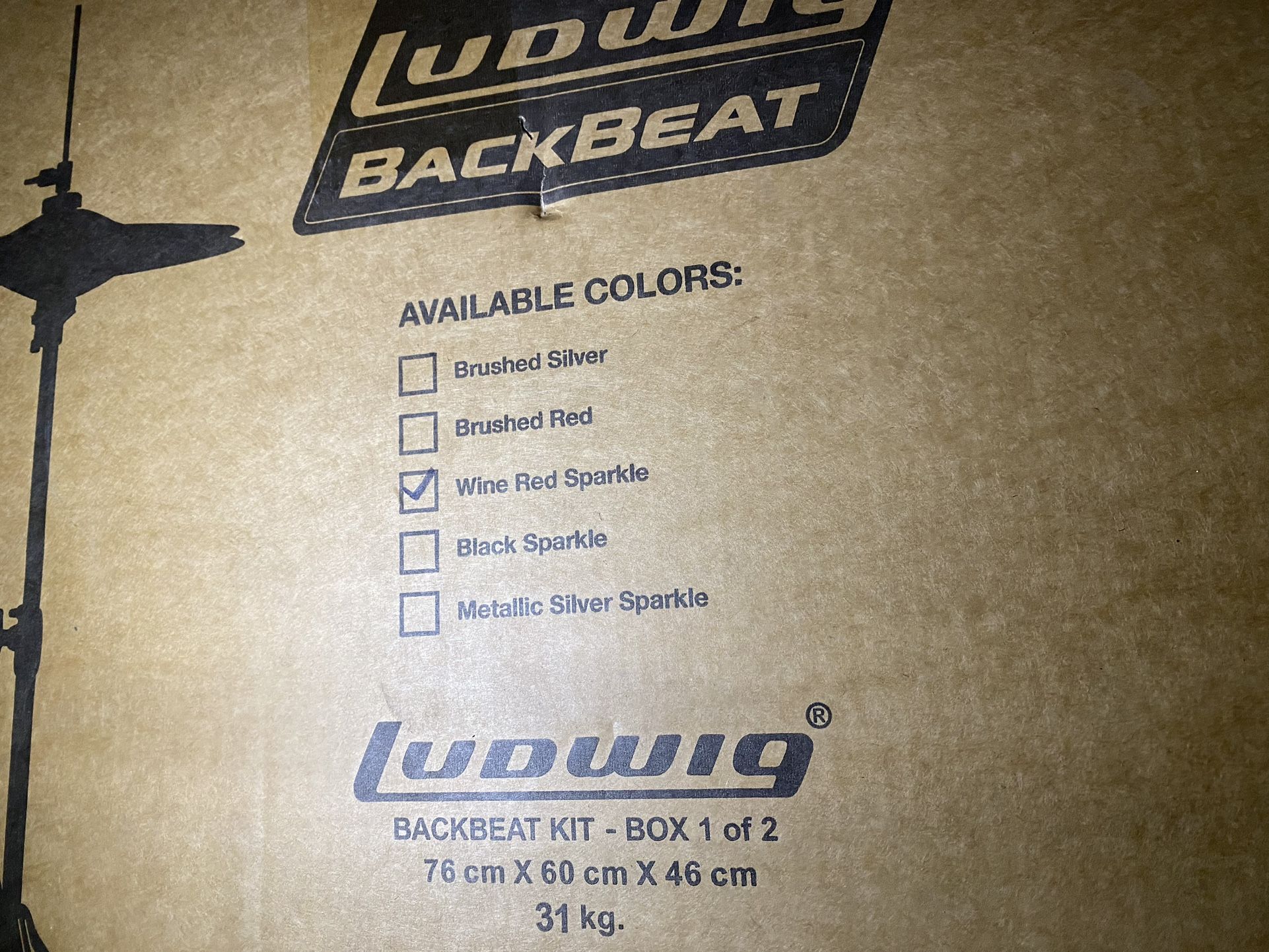 DRUMS - LUDWIG BACKBEAT 5 PIECE DRUM KIT - NEW UNOPENED BOX! Box 1 Only-Read Description