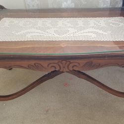 Antique Coffee Table with Glass Top