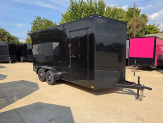 2027 New 7x16 TA Screwless Enclosed Trailer | Blackout | Epoxy Floors | Spoiler Package | 7' Interior | .08 Polycor | Dexter Axles | 1248 (BLACK)
