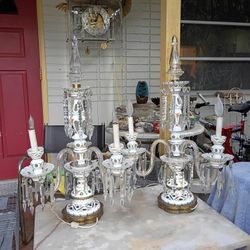 Pair Of Antique Bohemian Glass Candelabras
