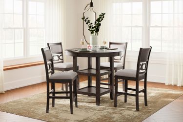 DINING TABLE SET 5 PC COUNTER HEIGHT BROWN - [NEW]