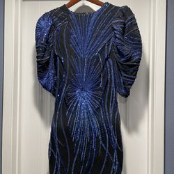 Blue Black Sequin Dress