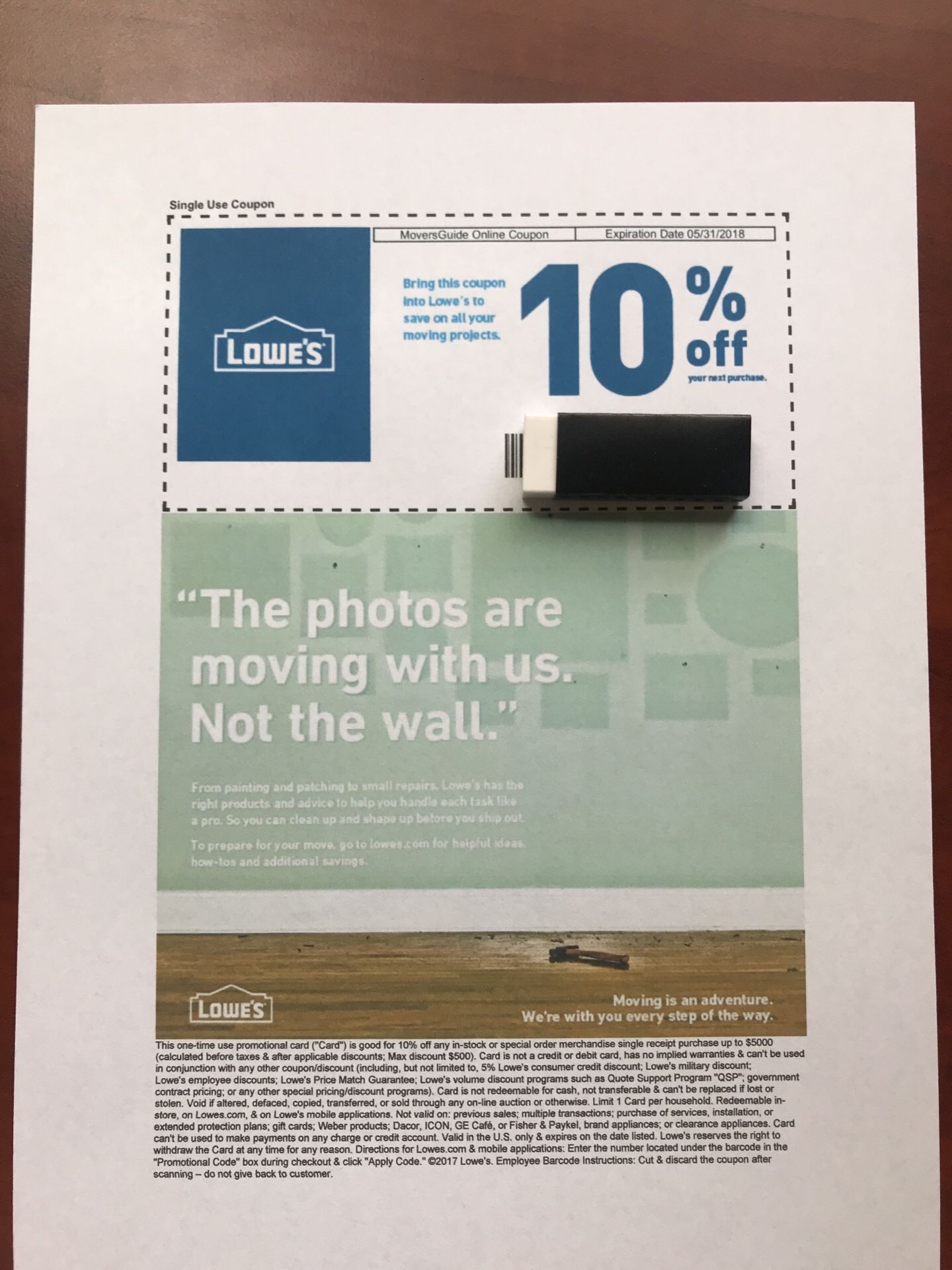 10% Off Entire single receipt at Lowe’s Max discount $500 exp 9/30/18