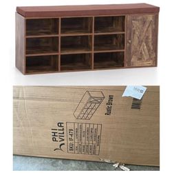 New Shoe Storage Bench Rustic Vintage- Style