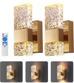 Gold Battery Operated Wall Sconces Set of 2