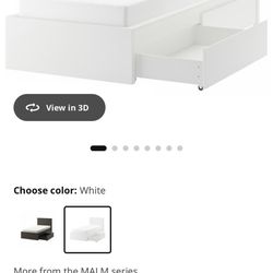 Ikea Twin Bed Frame With Drawers  & Mattress 