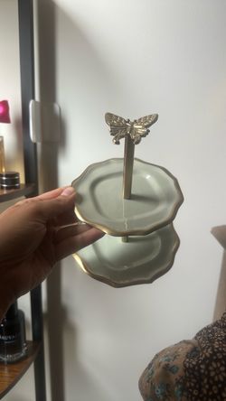 Two-Tier Ceramic Butterfly Jewelry Tray
