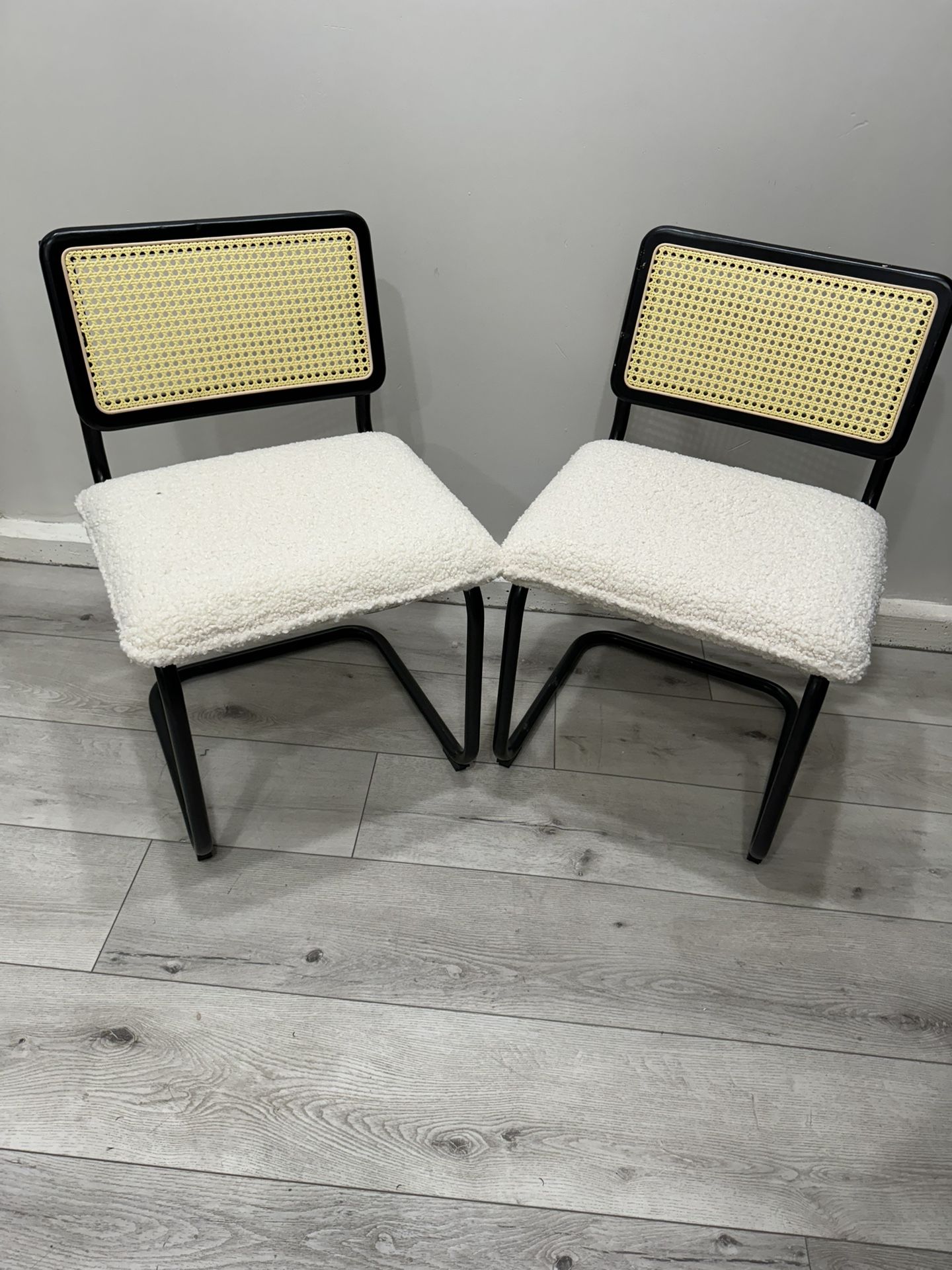 Set of 2 modern mid-century rattan dining chairs New!!