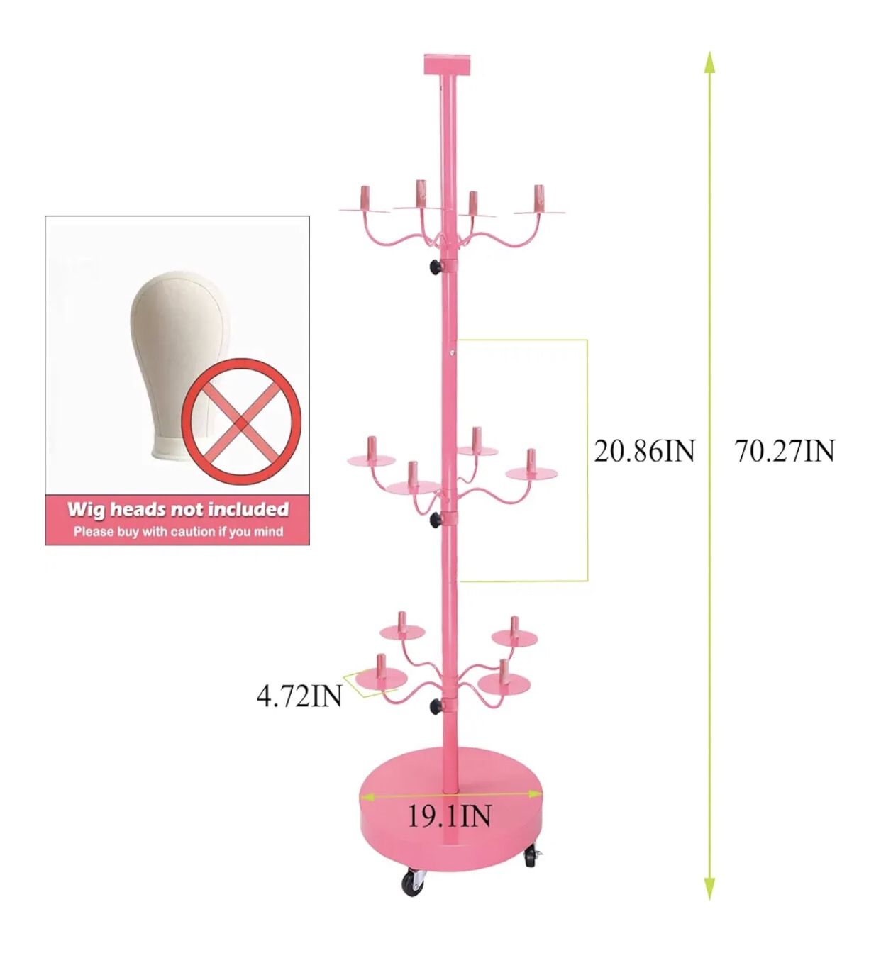 NEW! Wig Head Stand for Styling 12-Head Wig Holder for Multiple Wigs Display Mannequin Head Stand