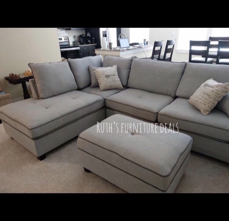 Modern! 3 pc Sectional Sofa W/ Storage Ottoman Brand New
