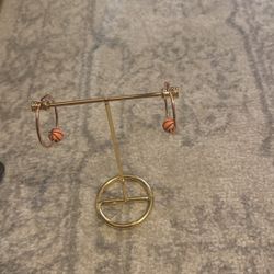 Rose Gold Color Hoop Basketball Earrings
