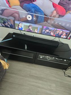 Black TV Stand with Drawers and Shelf