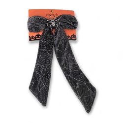 Piper K Black Spider Web Hair Bow Halloween Bling Rhinestone