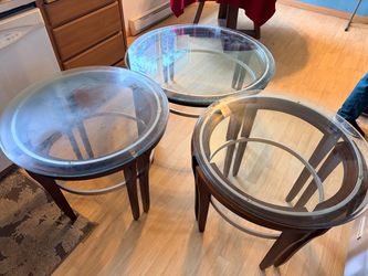 3-Piece Glass Coffee & End Table Set – $125 OBO