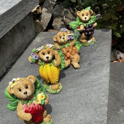 fruit bears miniature figurines, 4.5” tall