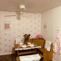 Solid Wood Corner Dining Set 64.8" W x 19.9" D x 33.4" H- Farmhouse Table and Bench Set, Farmhouse