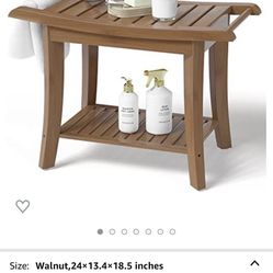 Bamboo Shower Bench Inside Shower Stool with Space-Efficient Storage Shelf, Shower Bath Chairs Spa Seats for Bathroom - Great for All Ages Unisex Elde