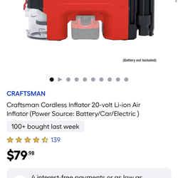 Craftsman V20 Inflator,Vacuum,Blower 3-1