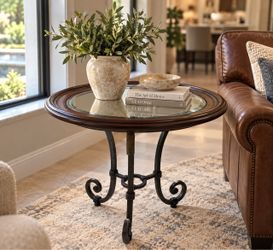 Beautiful wood and glass side table