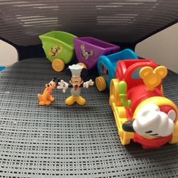 Mickey Mouse Choo Choo wobble train with Mickey and Pluto figures