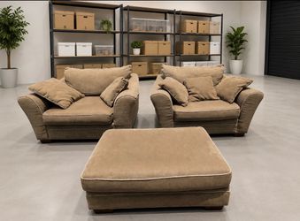 Oversized Lounge Chair Set with Matching Ottoman